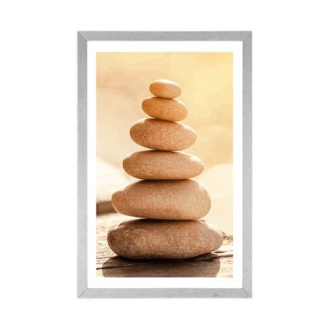 AFFICHE AVEC PASSE-PARTOUT – PYRAMIDE STABLE DE PIERRES - FENG SHUI - AFFICHES