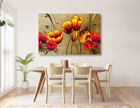 SLIKA RDEČ POLJSKI MAK V ETNO PRIDIHU - ABSTRAKTNE SLIKE - SLIKE