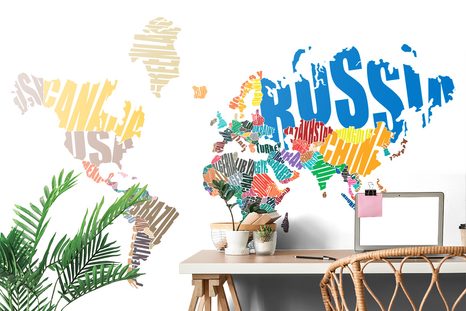 WALLPAPER WORLD MAP MADE OF TEXTS - WALLPAPERS MAPS - WALLPAPERS