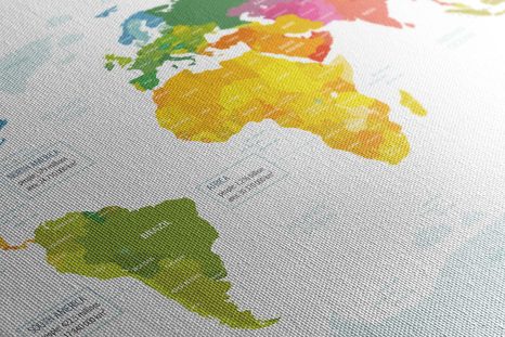 WANDBILD AUF KORK AUSSERGEWÖHNLICHE WELTKARTE MIT WEISSEM HINTERGRUND - WANDBILDER AUF KORK - BILDER