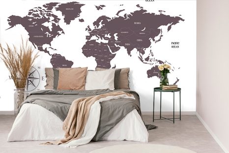 TAPETA DECENTNÍ MAPA V HNĚDÉM ODSTÍNU - TAPETY MAPY - TAPETY
