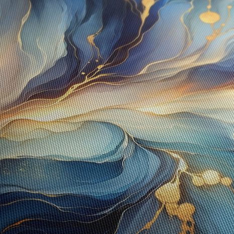 WANDBILD BLAU-GOLDENE STRÖMUNG - WANDBILDER ABSTRAKTE FORMEN - BILDER