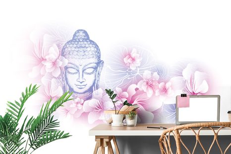 TAPETA BUDHA S KVĚTINAMI SAKURY - TAPETY FENG SHUI - TAPETY