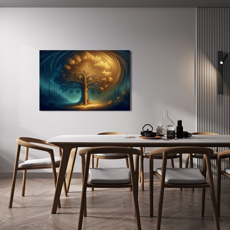 WANDBILD MAGISCHER LEBENSBAUM BEI NACHT - BILDER BÄUME DES LEBENS - BILDER