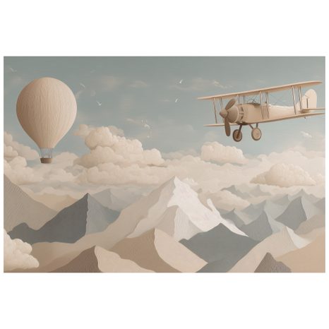 TAPETA LETADLO A BALÓN NAD HORAMI - DĚTSKÉ TAPETY - TAPETY