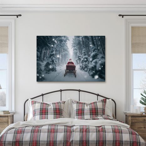 WANDBILD SANTAS WEIHNACHTSREISE DURCH DEN WALD - WEIHNACHTS- UND WINTERBILDER - BILDER