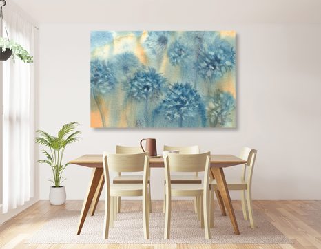 KÉP KÉK PITYPANG AKVARELL KIVITELBEN - VIRÁGMINTÁS KÉPEK - KÉPEK