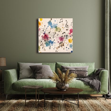 WANDBILD BUNTE SYMPHONIE UND NOTEN - MUSIKBILDER - BILDER