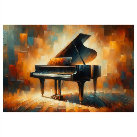 WANDBILD KLAVIER IM GLANZ DER KUNST - WANDBILD IMITATION VON ÖLGEMÄLDE - BILDER