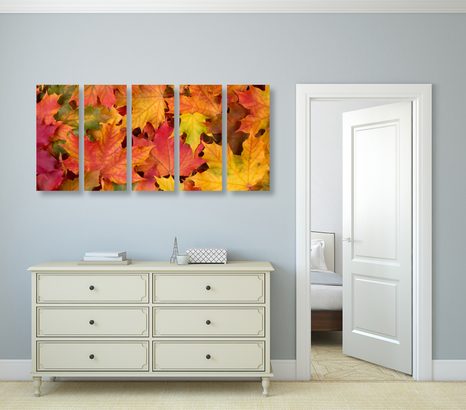 5-DÍLNÝ OBRAZ LISTY PODZIMU - OBRAZY ZÁTIŠÍ - OBRAZY