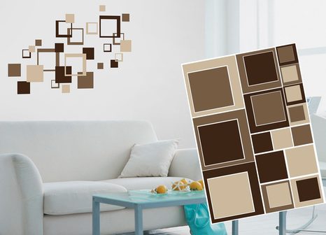 DECORATIVE WALL STICKERS BROWN SQUARES