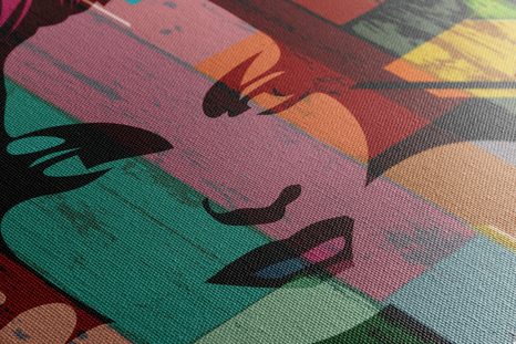 OBRAZ PORTRET KOBIETY NA KOLOROWYM TLE - POP ART OBRAZY - OBRAZY