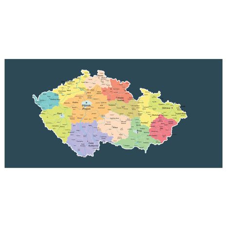 OBRAZ MAPA ČESKA S TMAVÝM POZADÍM - OBRAZY MAPY - OBRAZY