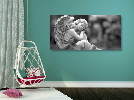 ΕΙΚΌΝΑ ΕΝΌΣ ΧΑΡΟΎΜΕΝΟΥ ΑΓΓΈΛΟΥ ΣΕ ΑΣΠΡΌΜΑΥΡΟ - ΠΊΝΑΚΕΣ ΑΣΠΡΌΜΑΥΡΕΣ - ΠΊΝΑΚΕΣ