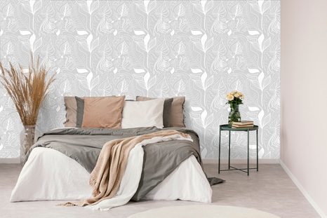 WALLPAPER MAGICAL LEAVES IN GRAY VERSION - WALLPAPERS NATURE - WALLPAPERS