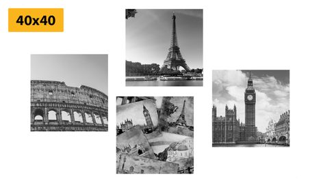 SET OBRAZŮ HISTORICKÉ BOHATSTVÍ V ČERNOBÍLÉM PROVEDENÍ - SESTAVY OBRAZŮ - OBRAZY