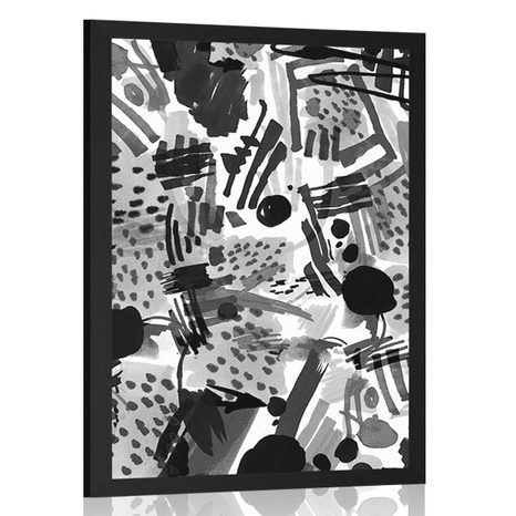 AFFICHE EN NOIR ET BLANC ABSTRACTION POP ART - NOIR ET BLANC - AFFICHES