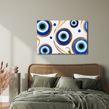 TABLEAU SUR TOILE – ŒIL BLEU AUX ORNEMENTS - TABLEAUX PAR THÈME - TABLEAUX