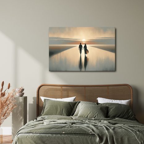 OBRAZ MILENCI PŘI SOUMRAKU - OBRAZY MOŘE A PLÁŽ - OBRAZY