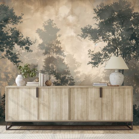 TAPETA GOZDNA MEGLA V SIVIH TONIH - TAPETE GOZD - TAPETE