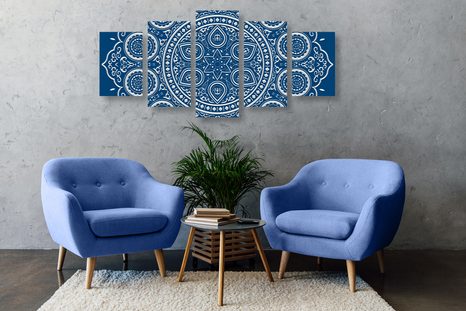 TABLOU 5-PIESE MANDALA ETNICĂ FINĂ - TABLOURI FENG SHUI - TABLOURI