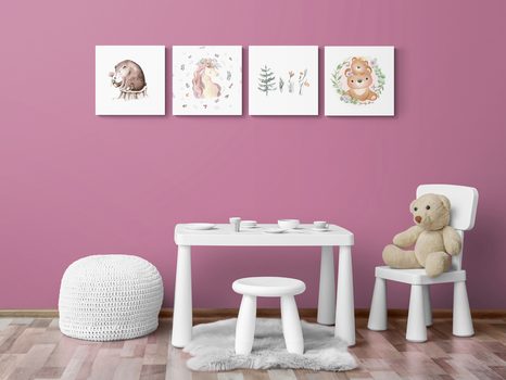 SET OBRAZOV ZVIERATKÁ V JEMNÝCH TÓNOCH - ZOSTAVY OBRAZOV - OBRAZY