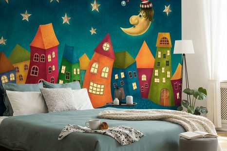 SAMOLEPÍCÍ TAPETA MĚSÍČEK NAD MĚSTEM - SAMOLEPÍCÍ TAPETY - TAPETY