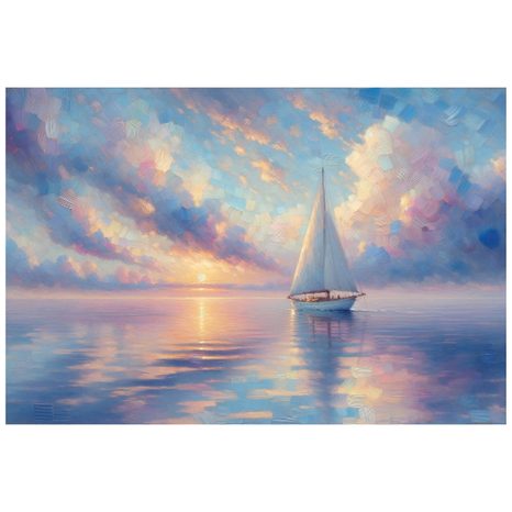 SAMOLEPÍCÍ TAPETA PLACHETNICE NA KLIDNÉM MOŘI PŘI ZÁPADU SLUNCE - TAPETY VÝCHOD A ZÁPAD SLUNCE - TAPETY