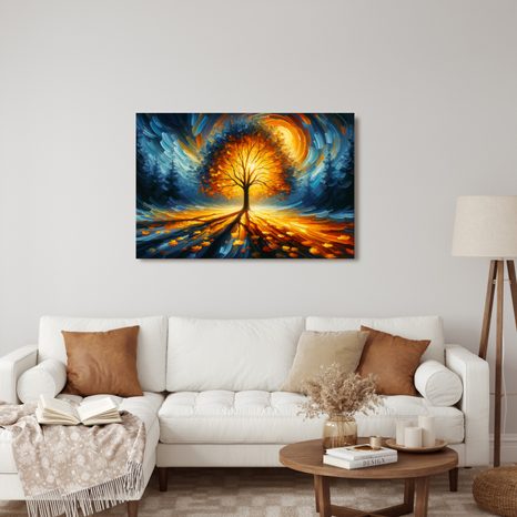 WANDBILD LEBENSBAUM INMITTEN EINES DUNKLEN WALDES - BILDER BÄUME DES LEBENS - BILDER