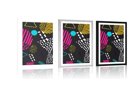 PLAKAT S PASPARTUJEM MODERNI MEMPHIS VZOREC - POP ART - PLAKATI