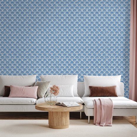 SAMOLEPÍCÍ TAPETA MODRÉ GEOMETRICKÉ VZORY - VZOROVANÉ TAPETY - TAPETY