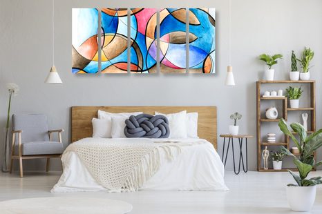 5-DÍLNÝ OBRAZ ABSTRAKTNÍ KRESBA TVARŮ - ABSTRAKTNÍ OBRAZY - OBRAZY