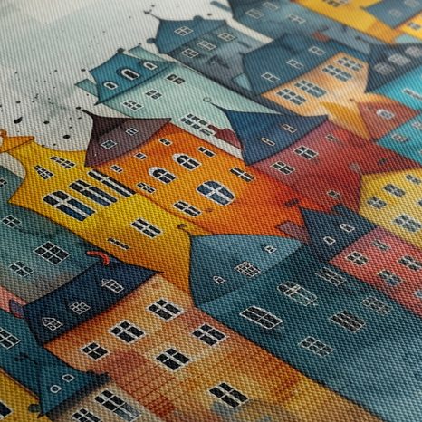 WANDBILD BUNTE STADTKUNST - BUNTE HÄUSER - BILDER