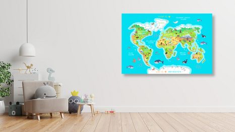 OBRAZ DETSKÁ MAPA SO SLOVENSKÝMI NÁZVAMI - OBRAZY MAPY - OBRAZY