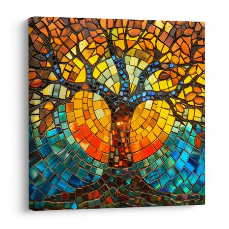 KÉP NAPFÉNYES MOZAIK ÉLETFA - ÉLETFÁK KÉPEK - KÉPEK