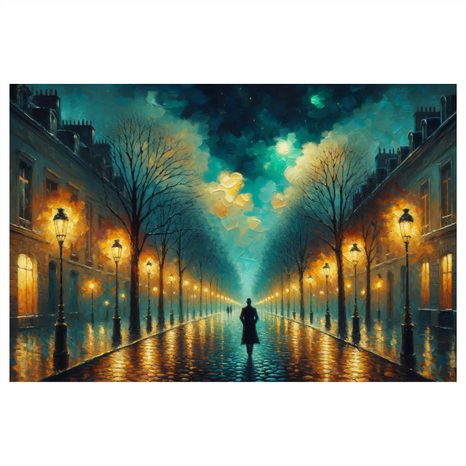 OBRAZ NOČNÍ PROCHÁZKA POD HVĚZDAMI - OBRAZY MĚSTA - OBRAZY