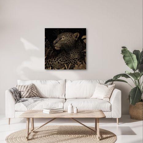 WANDBILD GEHEIMNISVOLLER BLICK DES LEOPARDEN - BILDER VON LÖWEN UND TIGERN - BILDER