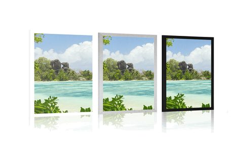 POSTER BEAUTIFUL BEACH ON THE ISLAND OF LA DIGUE - NATURE - POSTERS