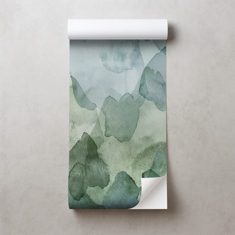 TAPET AUTOADEZIV PETE VERZI ACUARELĂ - TAPET ABSTRACT - TAPETURI