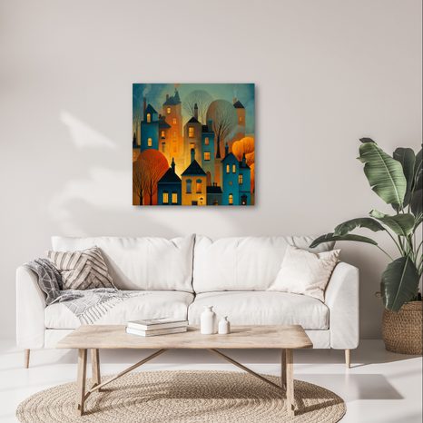 WANDBILD FESTLICHE LICHTER DER HÄUSER - BUNTE HÄUSER - BILDER