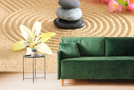 FOTOTAPETA ZEN ZAHRADA A KAMENY V PÍSKU - TAPETY FENG SHUI - TAPETY
