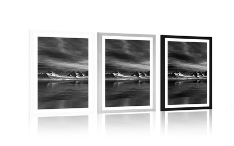 POSTER WITH MOUNT FUTURISTIC PLANET IN BLACK AND WHITE - BLACK AND WHITE - POSTERS