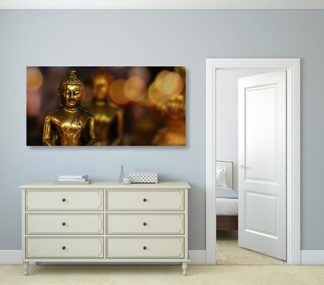 TABLEAU SUR TOILE – BOUDDHA AVEC FOND ABSTRAIT - TABLEAUX FENG SHUI - TABLEAUX