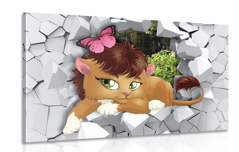 TABLEAU SUR TOILE – LIONCEAU MIGNON - TABLEAUX POUR ENFANTS - TABLEAUX