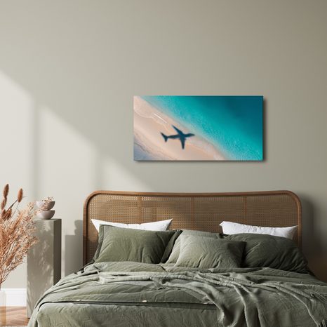 OBRAZ AZUROVÉ POBŘEŽÍ S LETADLEM - OBRAZY MOŘE A PLÁŽ - OBRAZY