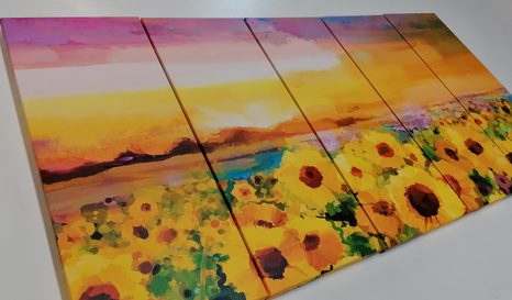 5-RÉSZES KÉP NAPRAFORGÓ MEZŐ - NAPRAFORGÓS KÉPEK - KÉPEK