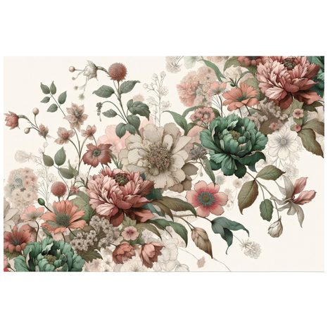 TAPETE VINTAGE PASTELLBLUMEN - TAPETEN MIT BLUMENMOTIVEN - TAPETEN