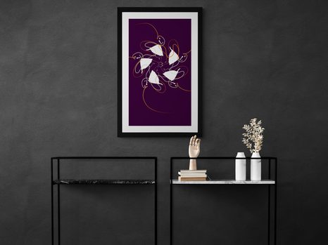 PLAKÁT S PASPARTOU TANEC SE STUHAMI NA TMAVÉM POZADÍ - MOTIVY Z NAŠÍ DÍLNY - PLAKÁTY