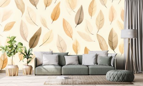 CARTA DA PARATI – FOGLIE BEIGE DELICATE - CARTA DA PARATI LETTERE - CARTA DA PARATI