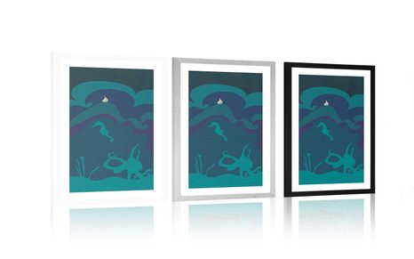 PLAKÁT S PASPARTOU PODMOŘSKÝ SVĚT - MOTIVY Z NAŠÍ DÍLNY - PLAKÁTY